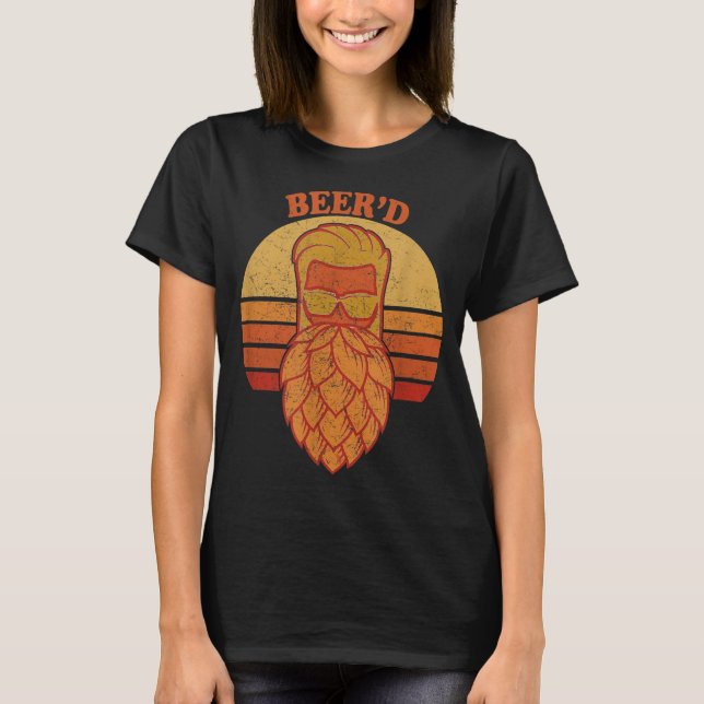 Camiseta Cerveza - Hops Beard - Beer Garden Retro Sunset (Anverso)