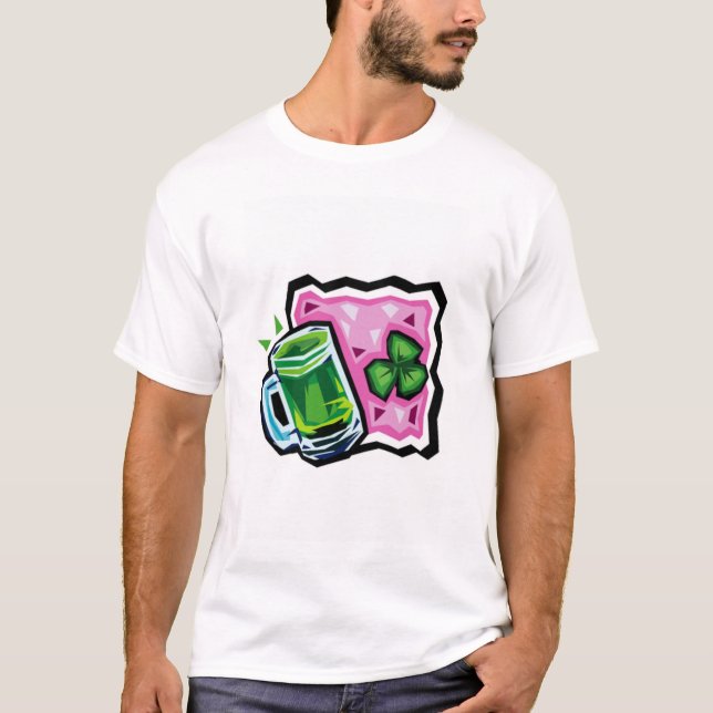 Camiseta Cerveza inglesa y trébol verdes (Anverso)