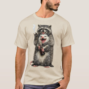Camiseta Cerveza Mapache Fumador Zarigüeya Mejores Amigos