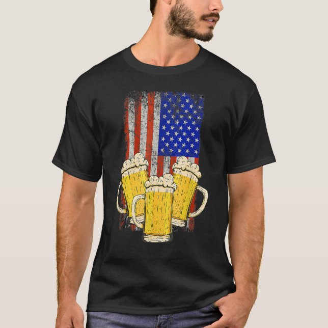 Camiseta Cerveza Mug Bandera Americana Craft Bewer Brewer (Anverso)