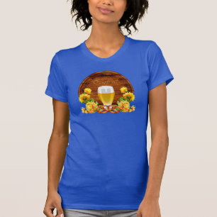 Camiseta Cerveza Oktoberfest elegante, Keg, crisantemo