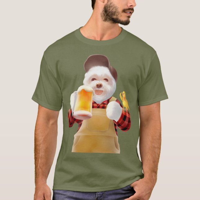 Camiseta Cerveza para beber perro feliz (Anverso)