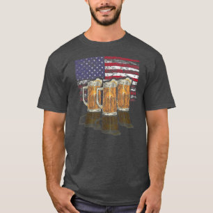 Camiseta Cerveza Patriótica Mug 4 de Julio Cerveza American