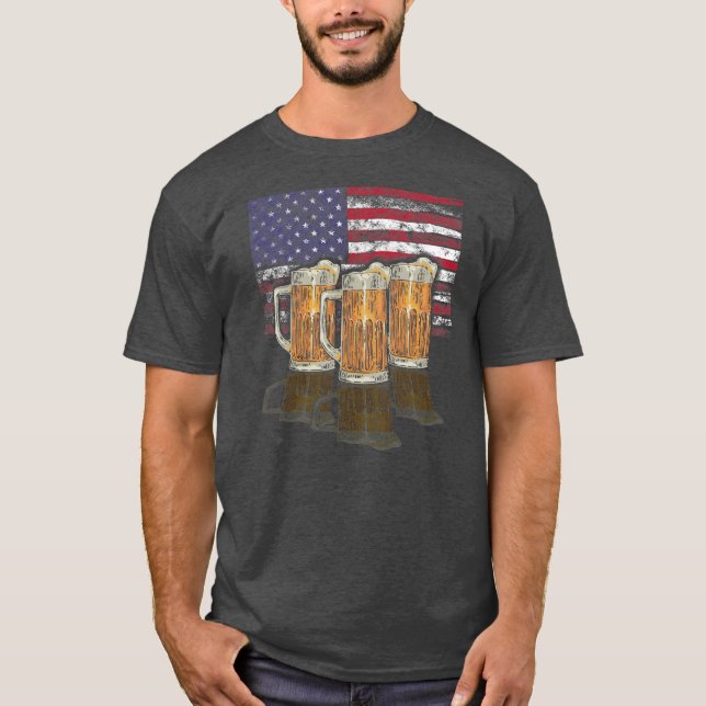 Camiseta Cerveza Patriótica Mug 4 de Julio Cerveza American (Anverso)
