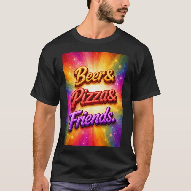 Camiseta Cerveza Pizza Amigos (Anverso)