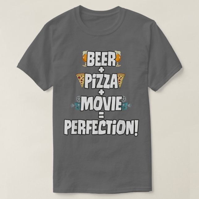 Camiseta Cerveza, pizza, película es perfección (Diseño del anverso)