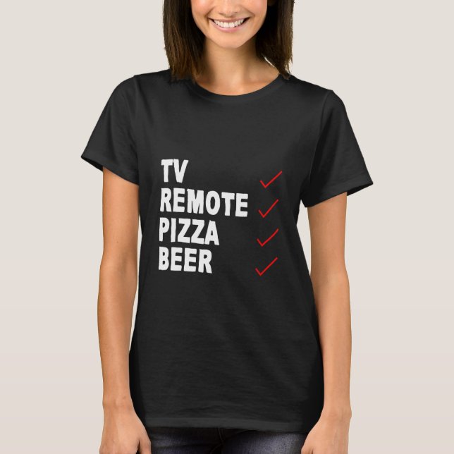 Camiseta Cerveza Pizza Remota Tv - (Anverso)