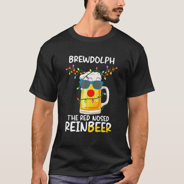 Camiseta Cerveza reno Rudolph Brewdolph Navidades divertido (Anverso)