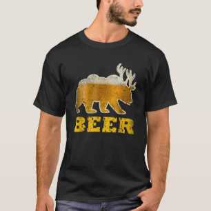 Camiseta Cerveza Retro divertida del oso venado