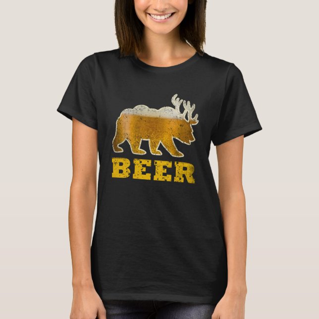 Camiseta Cerveza Retro Vintage Bear Deer (Anverso)