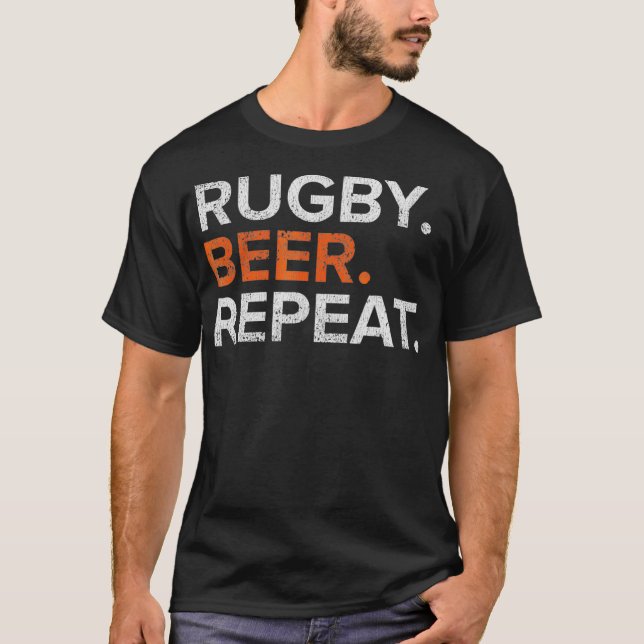 Camiseta Cerveza Rugby Vintage Repite Difícil (Anverso)