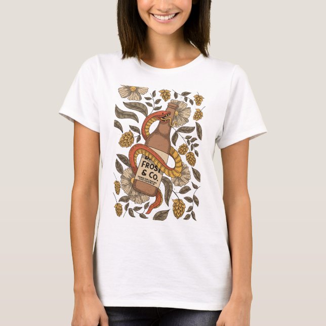 Camiseta Cerveza, serpiente y flores (Anverso)
