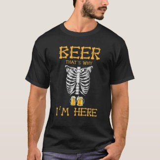 Camiseta Cerveza Skeleton por eso estoy aquí pizza de Hallo