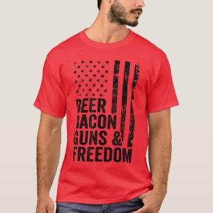 Camiseta Cerveza Tocino Armas Libertad USA Barbacoa Bandera