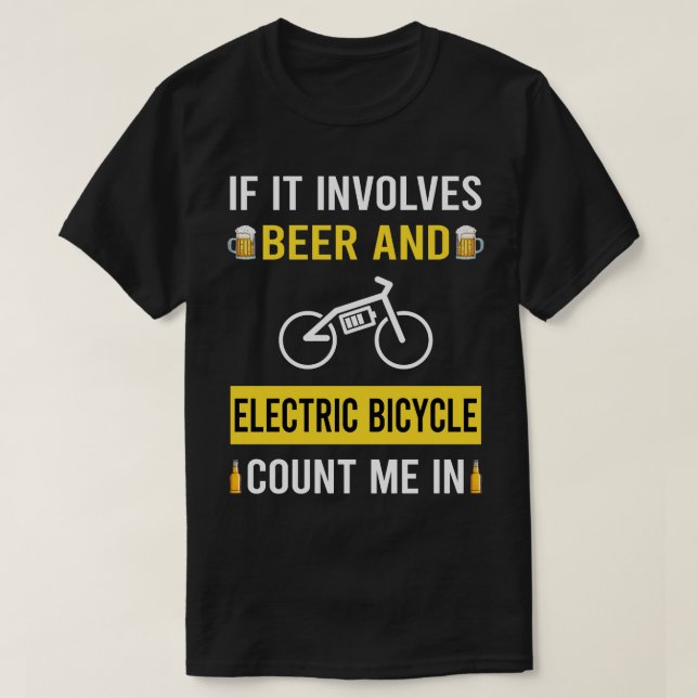 Camiseta Cerveza Y Bicicleta Eléctrica E Bicicleta Ebike (Diseño del anverso)