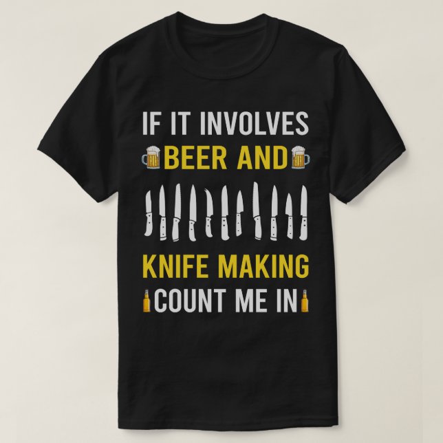 Camiseta Cerveza Y Cuchillos Fabricantes De Knifemaking Kni (Diseño del anverso)