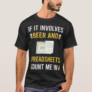 Camiseta Cerveza y Hojas de Cálculo Hojas de Cálculo