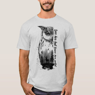 Camiseta Cerveza y naturaleza en el fondo de un búho T-Shir