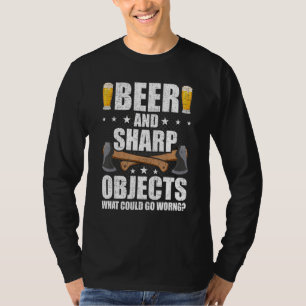 Camiseta Cerveza y objetos afilados hacha lanzamiento hachu