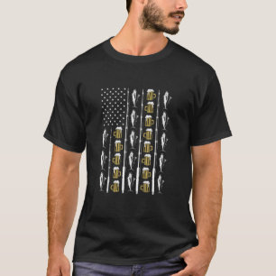 Camiseta Cerveza Y Pesca De La Bandera De Estados Unidos Re