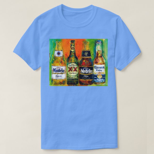 Camiseta Cervezas mexicanas Colores vivos Bar Deco (Diseño del anverso)