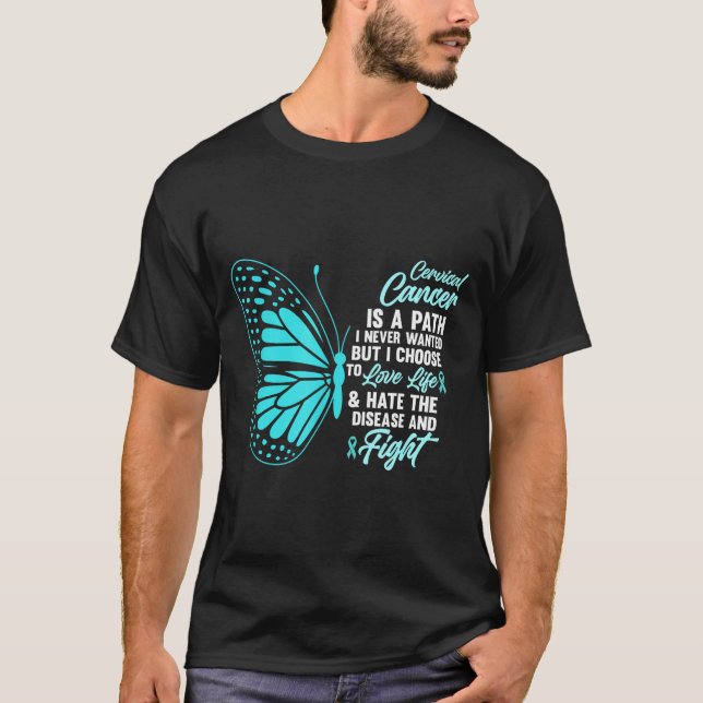 Camiseta Cervical Cancer Awareness Butterfly Quote Suprt  (Anverso)