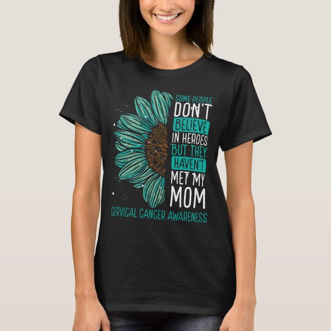 Camiseta Cervical Cancer Awareness Ribbon Mom Warrior (Anverso)