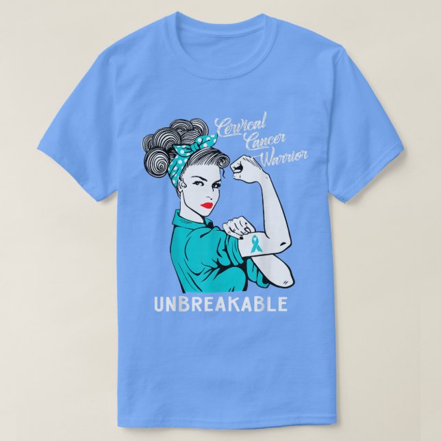Camiseta Cervical Cancer Warrior Unbreakable Tee Awareness  (Diseño del anverso)