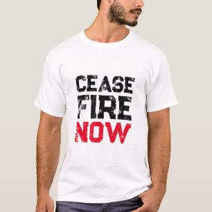 Camiseta Cesen Fire Now blanco rojo negro angustiado contra