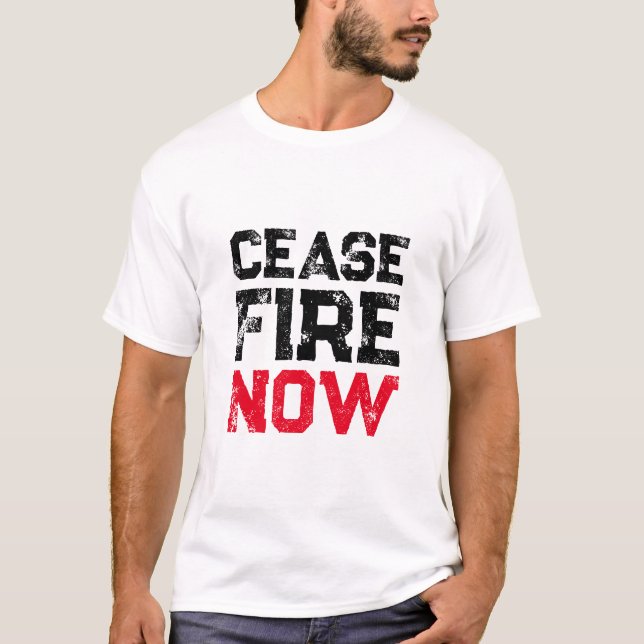 Camiseta Cesen Fire Now blanco rojo negro angustiado contra (Anverso)