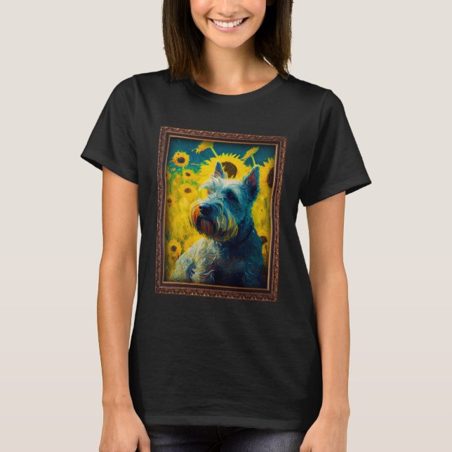 Camiseta Cesky Terrier Painting Sunflower Flower Mom Women  (Anverso)