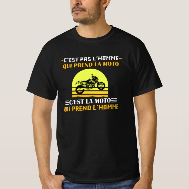Camiseta C'est pas l'homme moto cadeau motard message (Anverso)