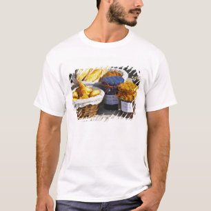 Camiseta Cesta con croissants y panes de chocolate.