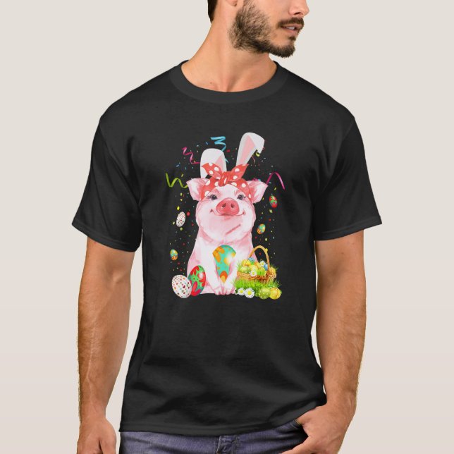 Camiseta Cesta de caza de huevos de cerdo Semana Santa de P (Anverso)