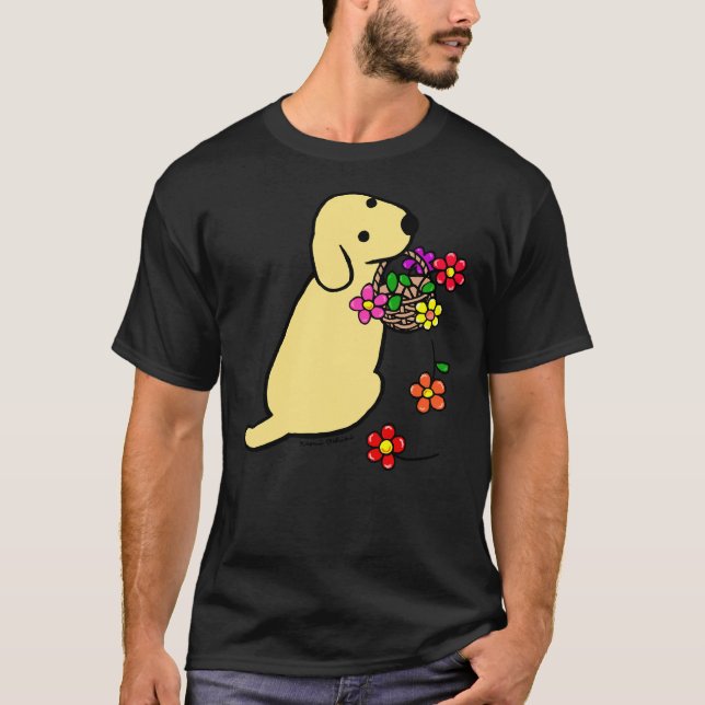 Camiseta Cesta de flores amarillas de Labrador (Anverso)