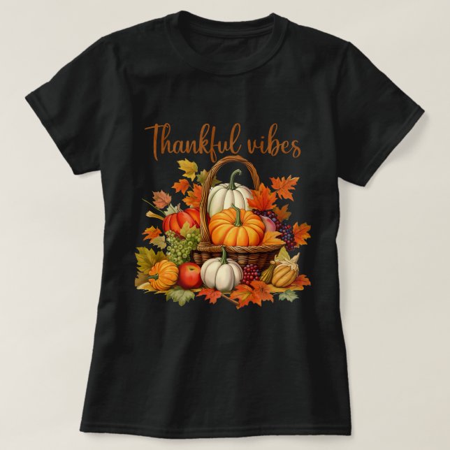 Camiseta Cesta de fruta divertida de las vibraciones de Gra (Diseño del anverso)