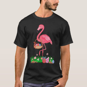 Camiseta Cesta De Huevo De Pascua De Flamingo Para Mujeres 