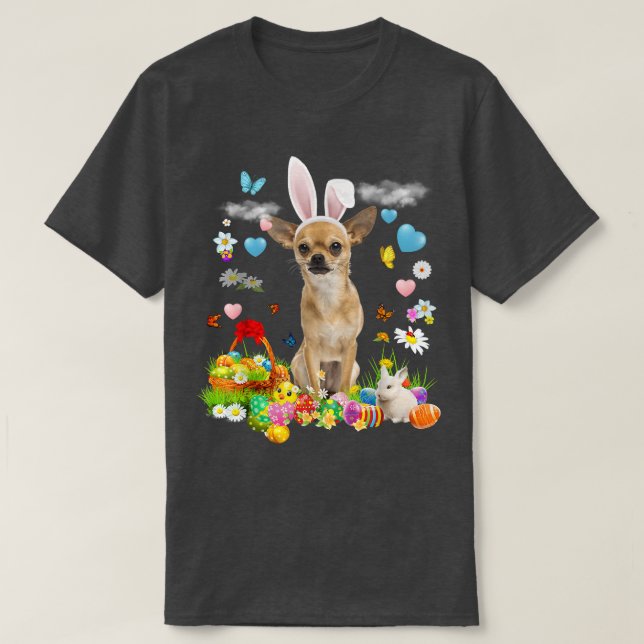 Camiseta Cesta de huevos de Chihuahua, un conejito de pascu (Diseño del anverso)