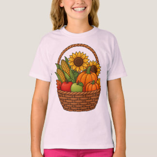 Camiseta Cesta de la Cosecha de Otoño – Calabazas, Girasole