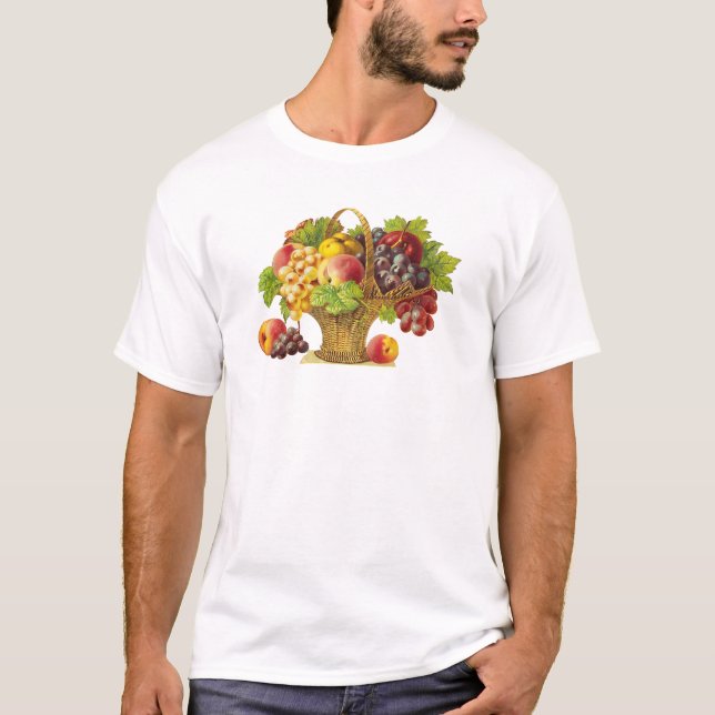 Camiseta Cesta de melocotones y frutas - Arte de época (Anverso)