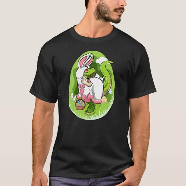 Camiseta Cesta De Pascua De Dinosaurios Con Niños De Huevos (Anverso)