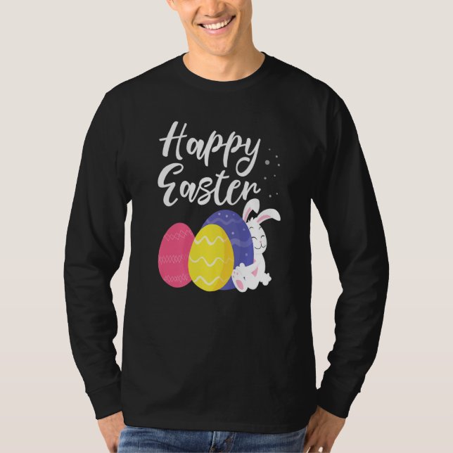 Camiseta Cesta feliz de huevos de conejo de Pascua (Anverso)