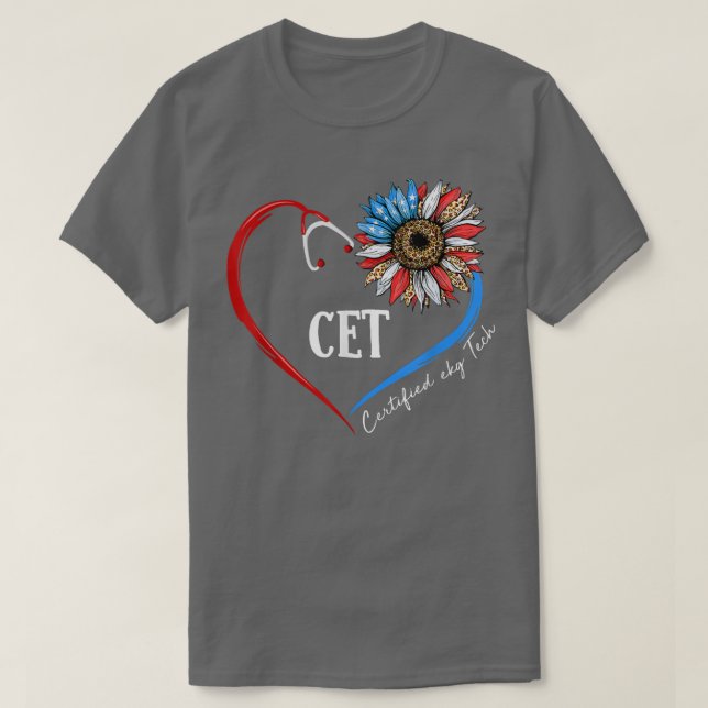 Camiseta CET Certified Ekg Tech USA Sunflower Stethoscope H (Diseño del anverso)