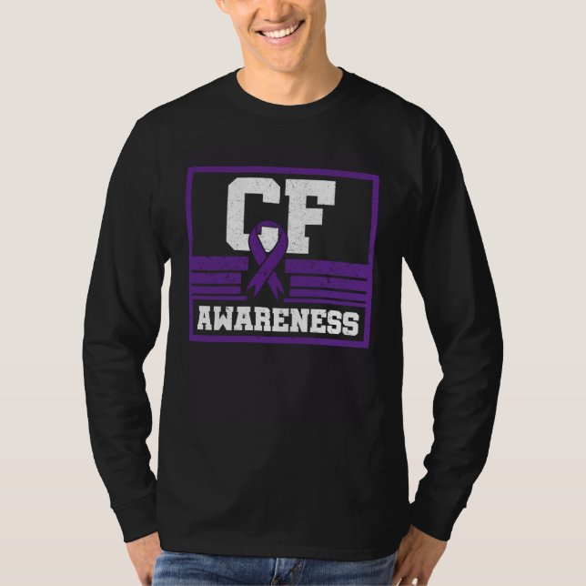 Camiseta CF Awareness Cystic Fibrosis Purple Ribbon Mucovis (Anverso)