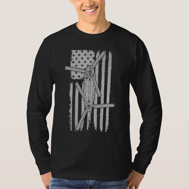 Camiseta CH47 Chinook Military Helicopter American Flag CH4 (Anverso)