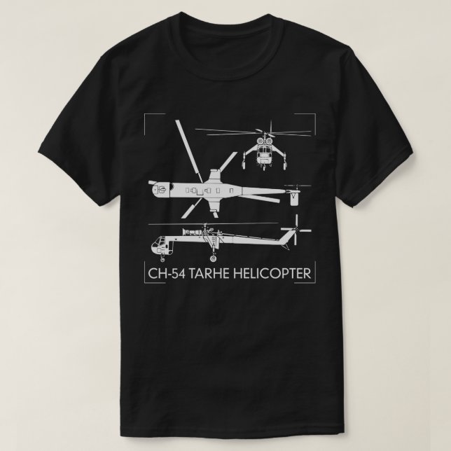 Camiseta CH54 Tarhe Helicopter Skycrane Cutout Silhouette (Diseño del anverso)