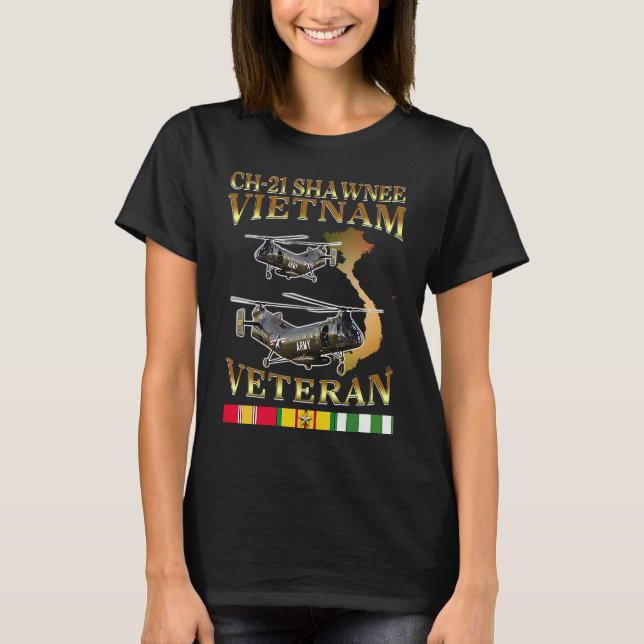 Camiseta CH 21 Shawnee h21 helicopter Vietnam veteran (Anverso)
