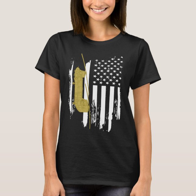Camiseta CH 47 Chinook Military Helicopter American Flag (Anverso)