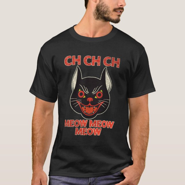 Camiseta Ch Ch Ch Meow Meow Scary Friday Halloween (Anverso)