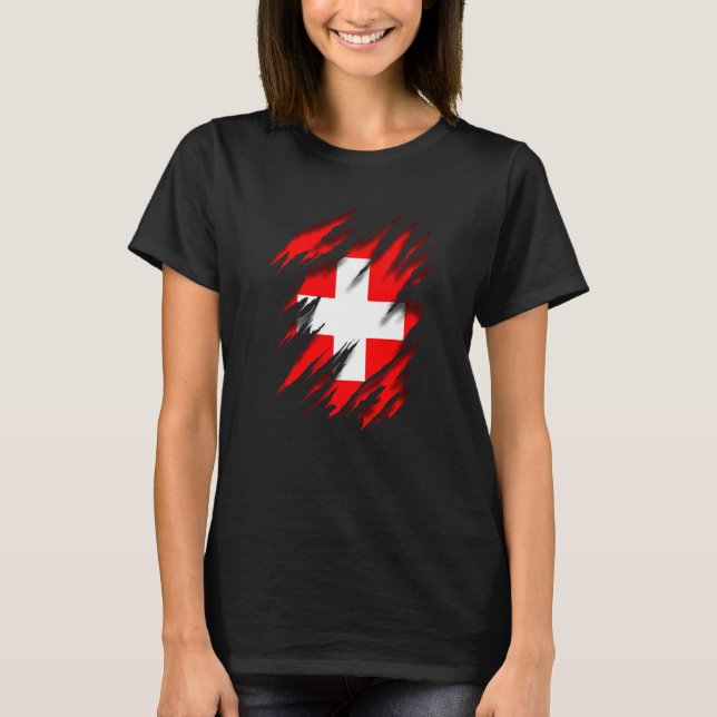 Camiseta Ch Che Swi Bandera Suiza Suiza (Anverso)